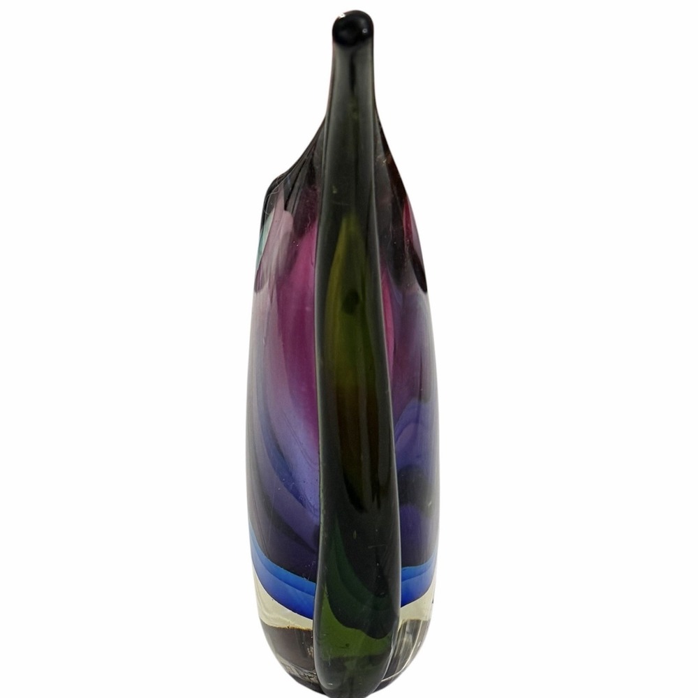 Vintage Murano Sommerso Art Glass Vase Purple Blue Green 9.5" Italian MCM - Picture 2 of 7
